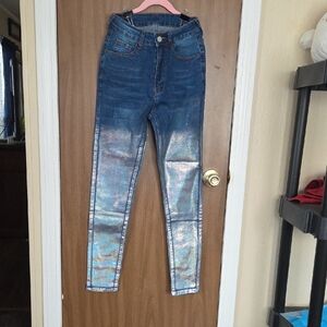 Glamorous Blue and Silver Skinny Jeans Size XS